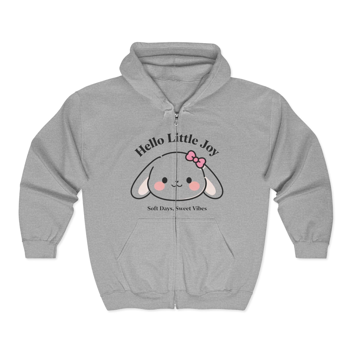 Kawaii Bunny Zip-Up Hoodie – Soft Full-Zip Sweatshirt with Joyful Rabbit Design