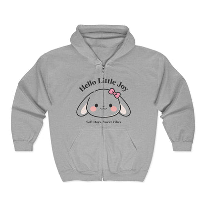 Kawaii Bunny Zip-Up Hoodie – Soft Full-Zip Sweatshirt with Joyful Rabbit Design