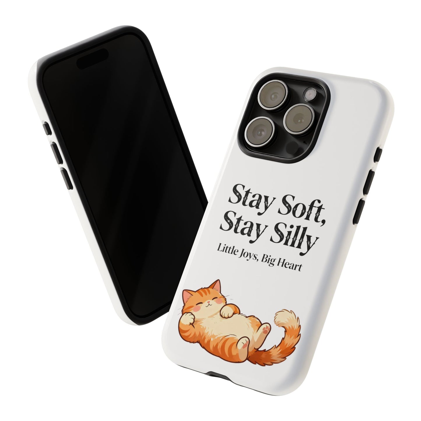 Orange Cat Aesthetic Phone Case – Stay Soft, Stay Silly | Custom Text Available | Little Joys, Big Heart