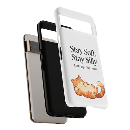 Orange Cat Aesthetic Phone Case – Stay Soft, Stay Silly | Custom Text Available | Little Joys, Big Heart