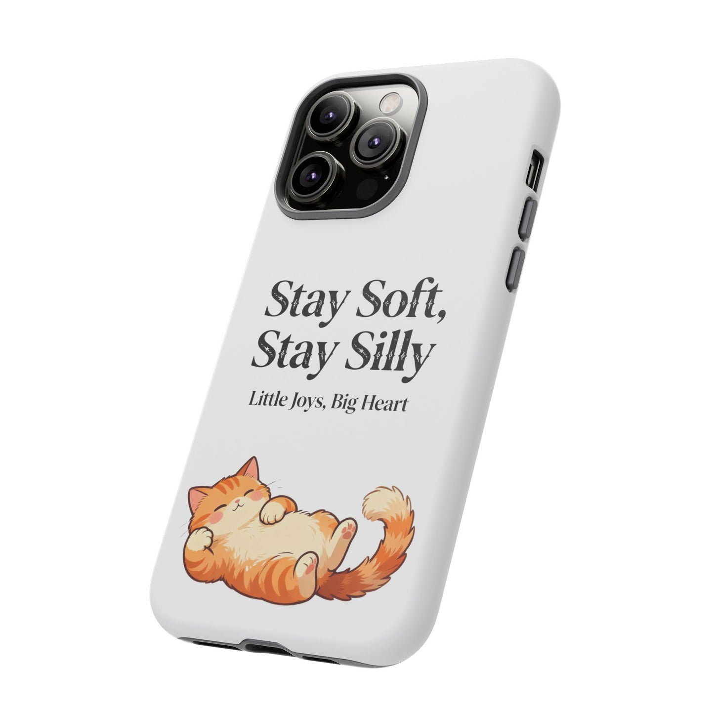Orange Cat Aesthetic Phone Case – Stay Soft, Stay Silly | Custom Text Available | Little Joys, Big Heart