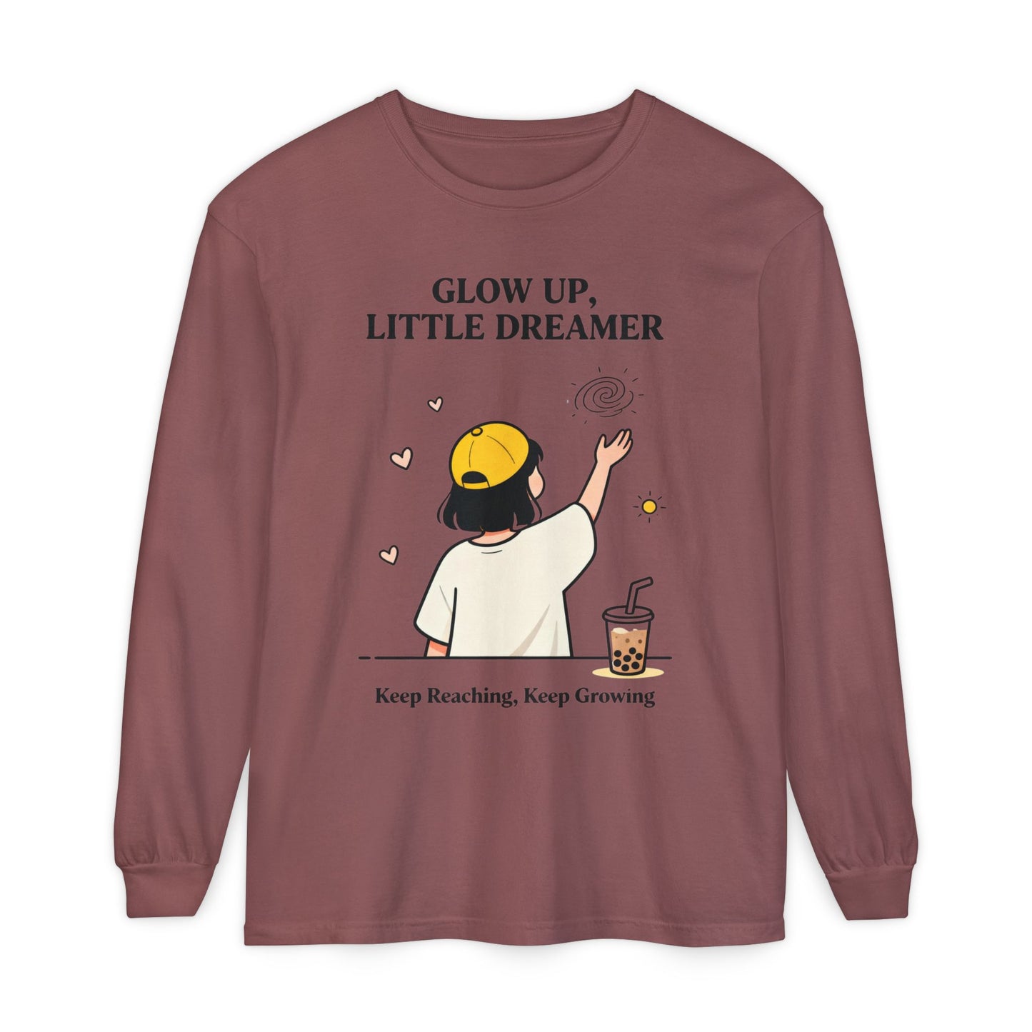 Glow Up Dreamer Long Sleeve Tee – Uplifting Inspirational Graphic Shirt