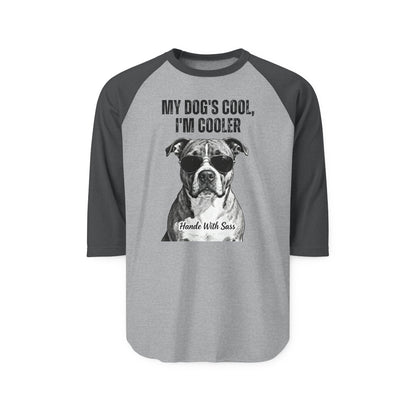 Cooler Than My Dog Raglan – Witty Graphic Tee for Dog Dads, Moms & Pet Enthusiasts