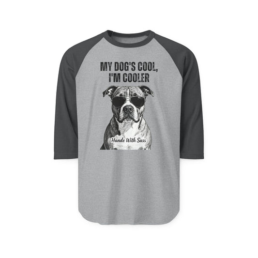 Cooler Than My Dog Raglan – Witty Graphic Tee for Dog Dads, Moms & Pet Enthusiasts