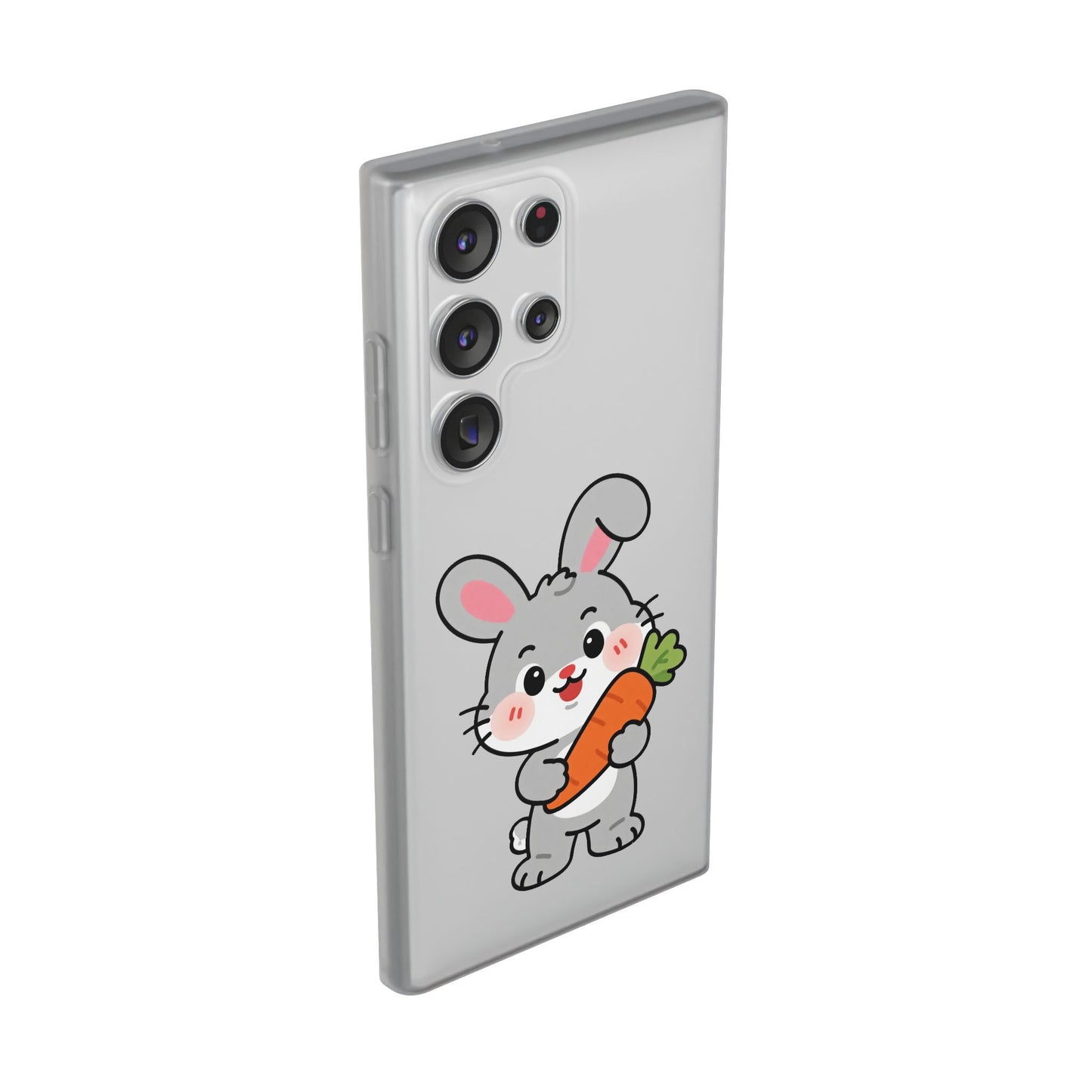 Playful Bunny Holding Carrot Phone Case – Soft, Charming Protective Cover