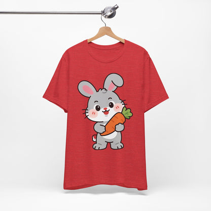 Sweet Bunny & Carrot Graphic Tee – Soft Pastel Rabbit Illustration Shirt