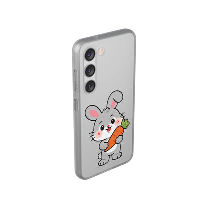 Playful Bunny Holding Carrot Phone Case – Soft, Charming Protective Cover