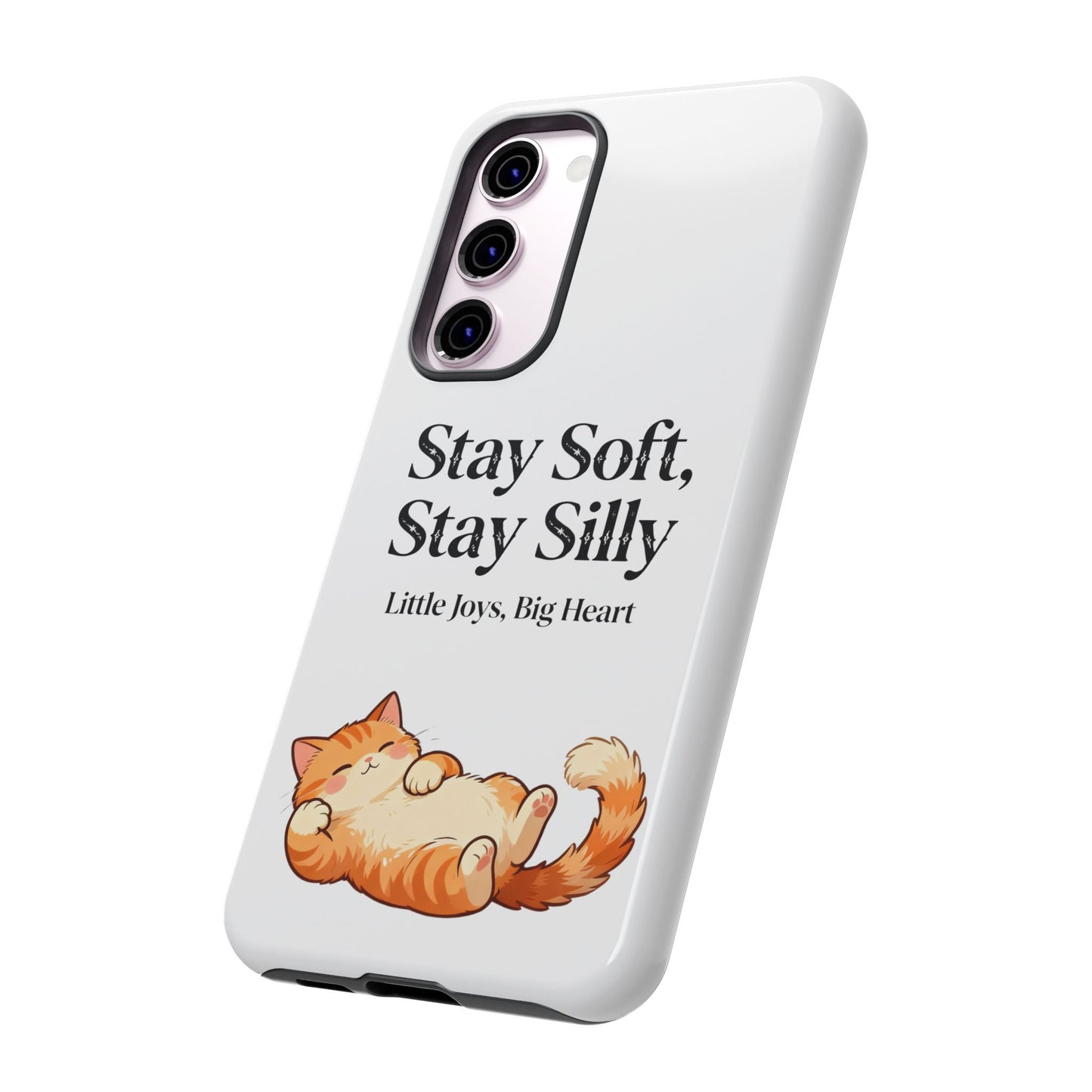 Orange Cat Aesthetic Phone Case – Stay Soft, Stay Silly | Custom Text Available | Little Joys, Big Heart