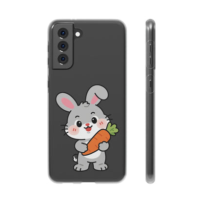 Playful Bunny Holding Carrot Phone Case – Soft, Charming Protective Cover