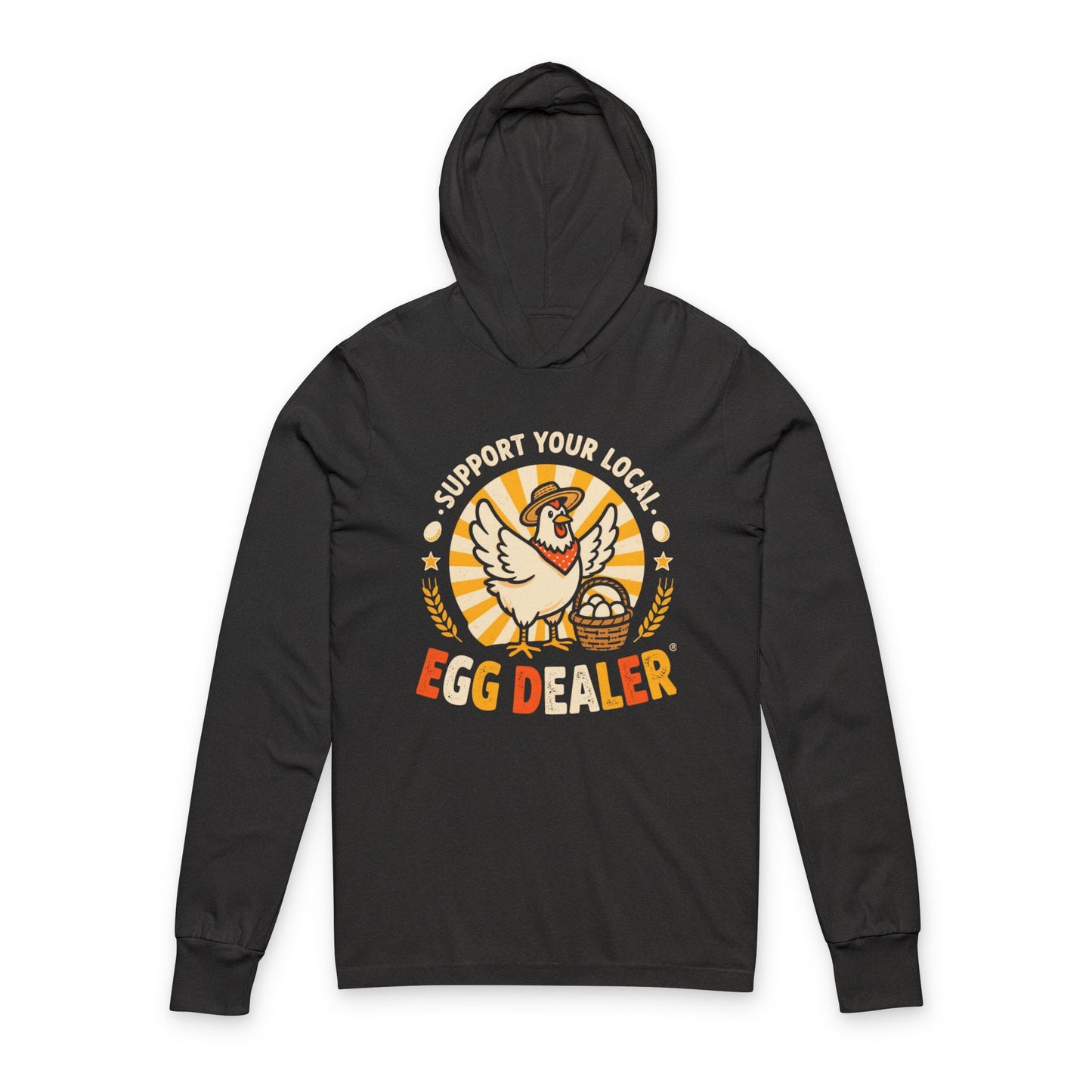 Support Your Local Egg Dealer Hoodie – Funny Chicken Graphic Vintage Long Sleeve Tee