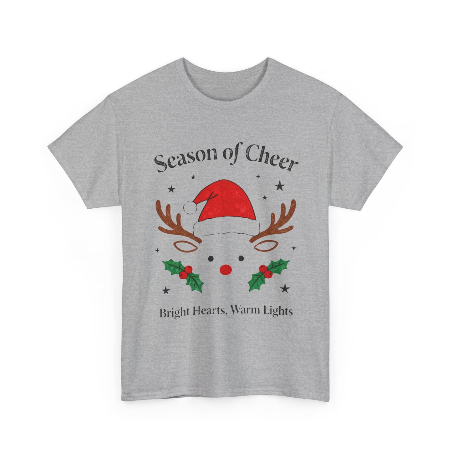 Bright Hearts Reindeer Christmas T-Shirt – Cozy Holiday Gift for Family and Friends