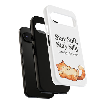 Orange Cat Aesthetic Phone Case – Stay Soft, Stay Silly | Custom Text Available | Little Joys, Big Heart