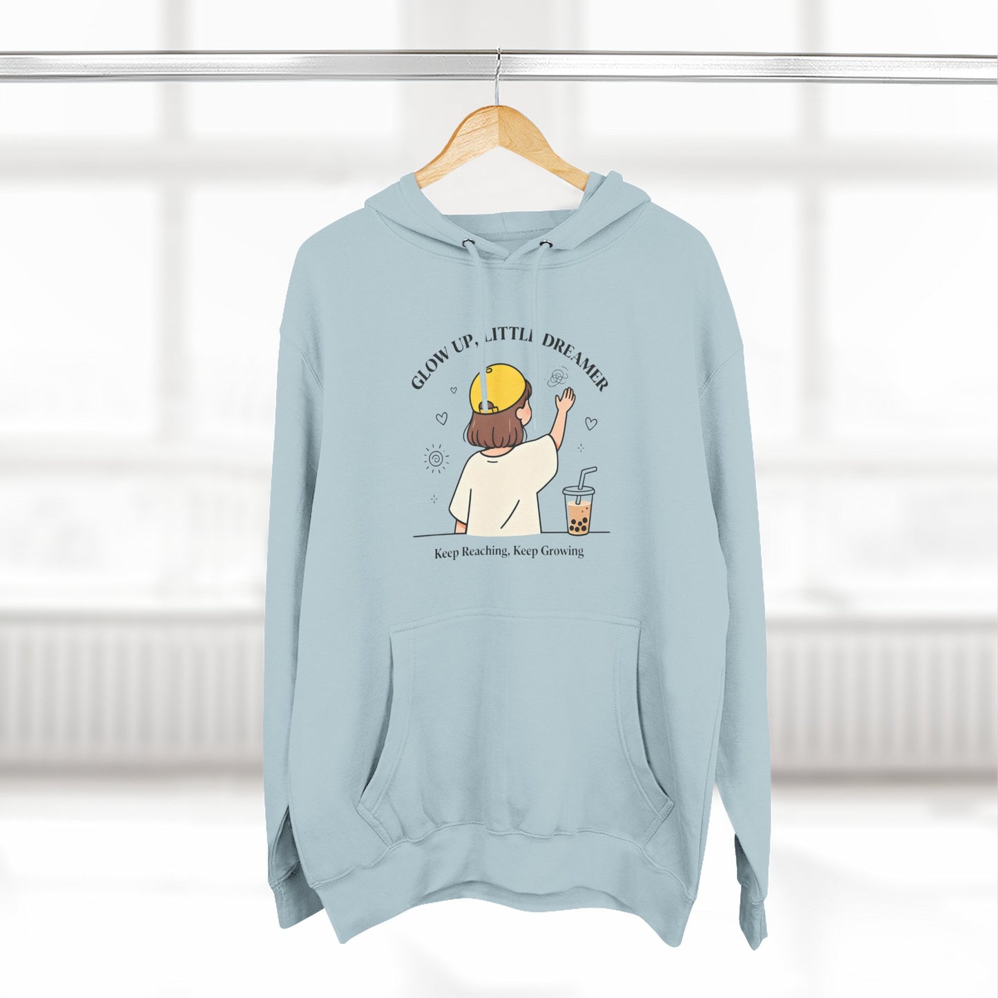 Kawaii Cat Café Hoodie – Soft Fleece Pullover with Relaxed Dreamer Message