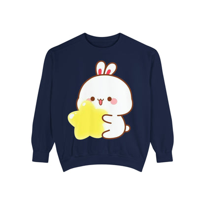 Kawaii Bunny and Star Sweatshirt – Cozy Cute Cartoon Crewneck for Dreamy Days