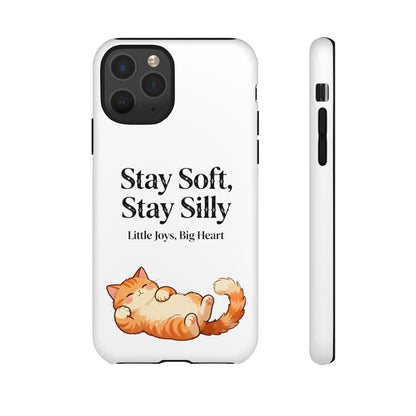 Orange Cat Aesthetic Phone Case – Stay Soft, Stay Silly | Custom Text Available | Little Joys, Big Heart