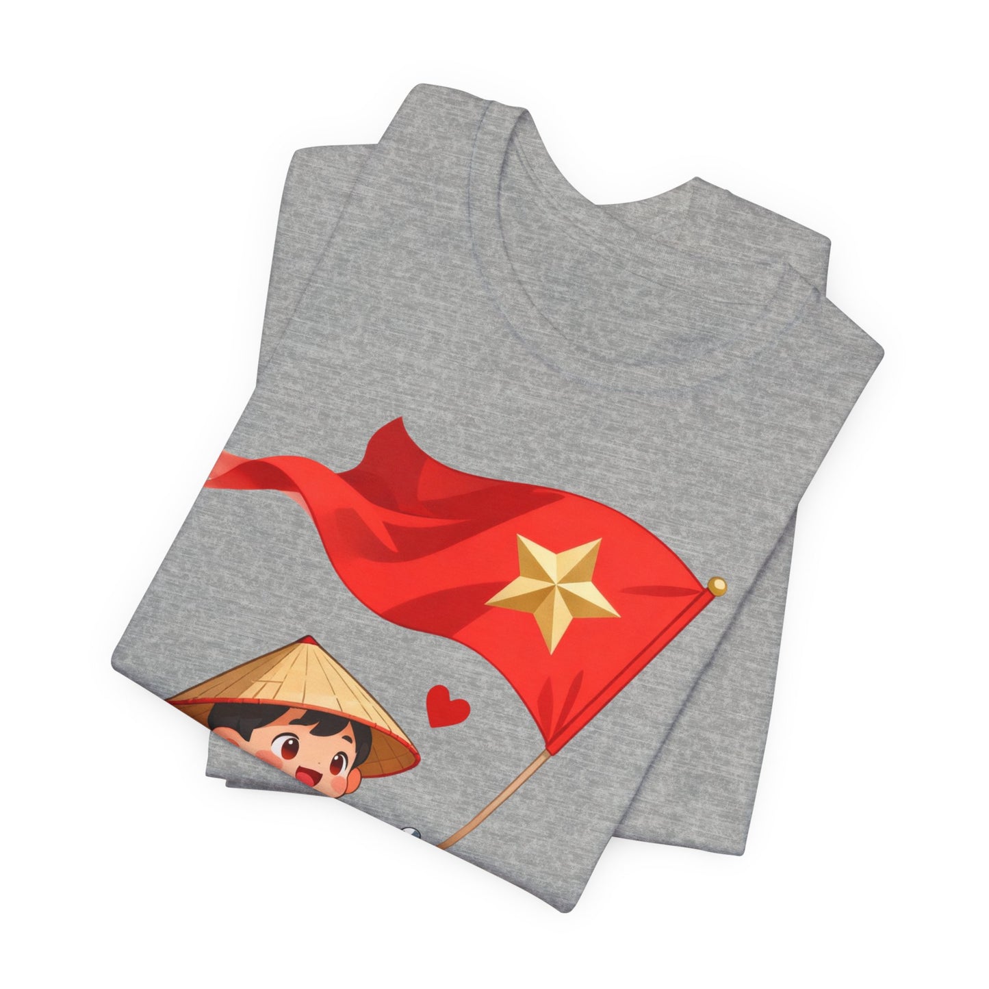 intage Vespa Rider Tee – Adorable Kid & Star Flag Illustration, Travel-Style Vietnam Graphic Shirt