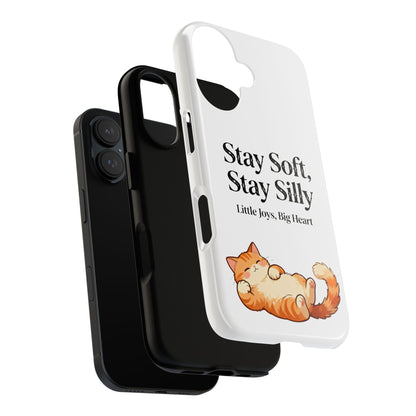 Orange Cat Aesthetic Phone Case – Stay Soft, Stay Silly | Custom Text Available | Little Joys, Big Heart