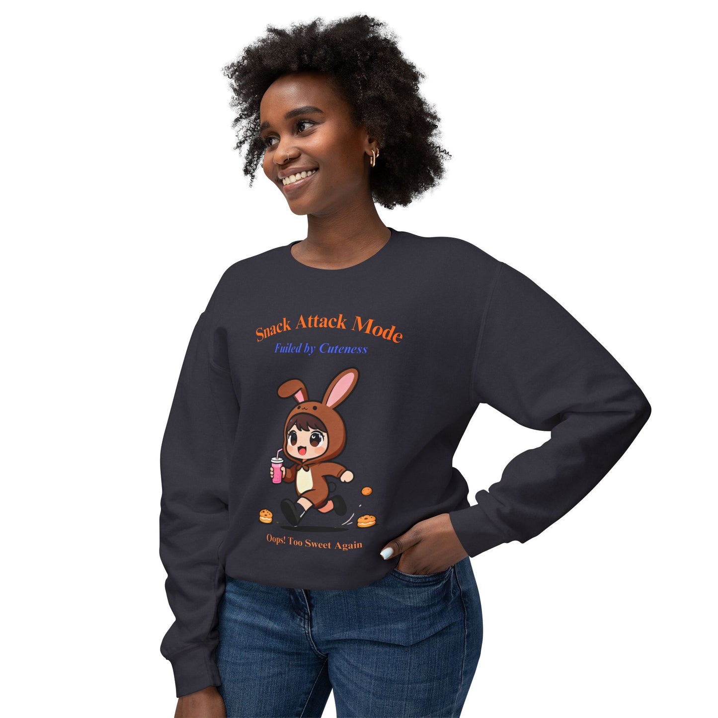 Kawaii Bunny Snack Lover Crewneck – Cute Cartoon Pullover for Cozy Everyday Style