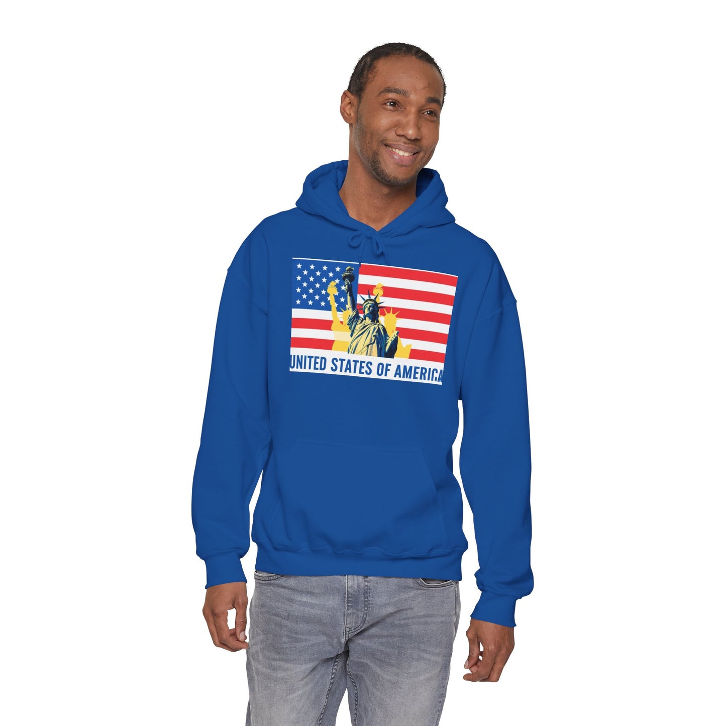 Custom Patriotic USA Flag Hoodie – Unisex Heavy Blend™ Sweatshirt | American Pride | Personalized Gift