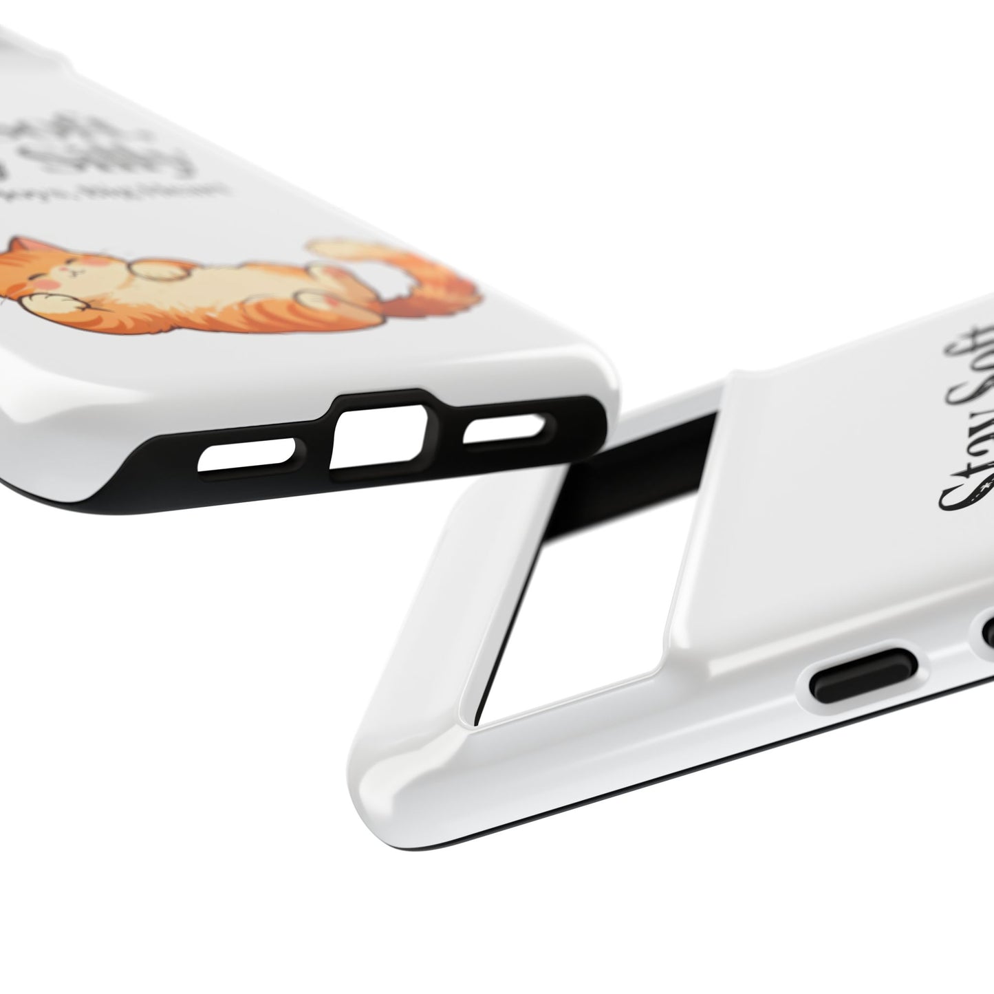 Orange Cat Aesthetic Phone Case – Stay Soft, Stay Silly | Custom Text Available | Little Joys, Big Heart