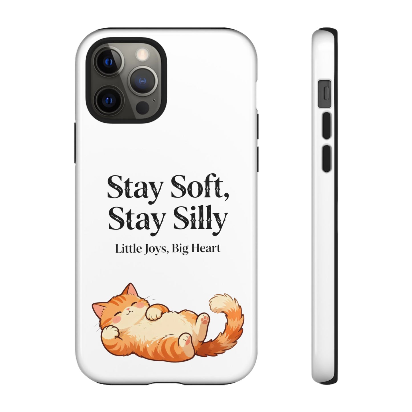 Orange Cat Aesthetic Phone Case – Stay Soft, Stay Silly | Custom Text Available | Little Joys, Big Heart