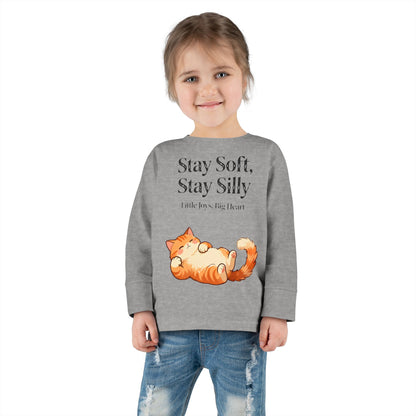 Adorable Sleeping Cat Toddler Long Sleeve – Soft & Playful “Stay Silly” Kids Top