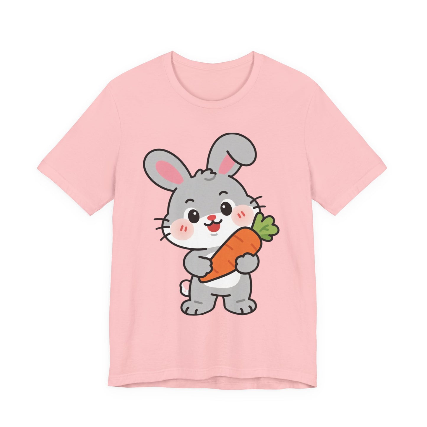 Sweet Bunny & Carrot Graphic Tee – Soft Pastel Rabbit Illustration Shirt