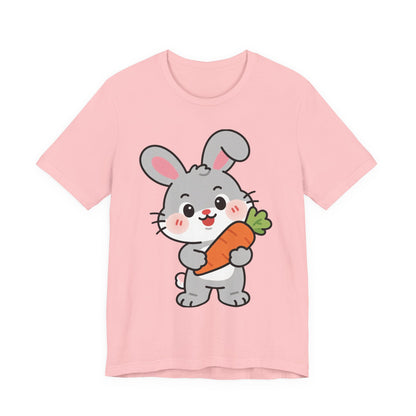 Sweet Bunny & Carrot Graphic Tee – Soft Pastel Rabbit Illustration Shirt
