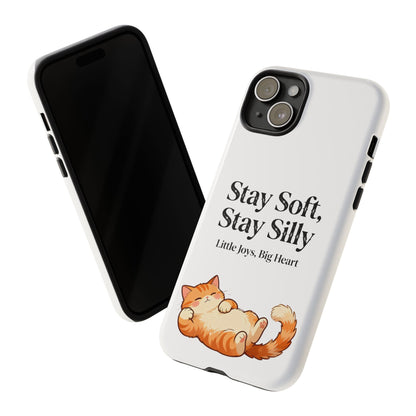 Orange Cat Aesthetic Phone Case – Stay Soft, Stay Silly | Custom Text Available | Little Joys, Big Heart