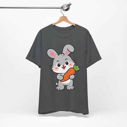 Sweet Bunny & Carrot Graphic Tee – Soft Pastel Rabbit Illustration Shirt