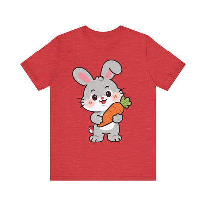 Sweet Bunny & Carrot Graphic Tee – Soft Pastel Rabbit Illustration Shirt