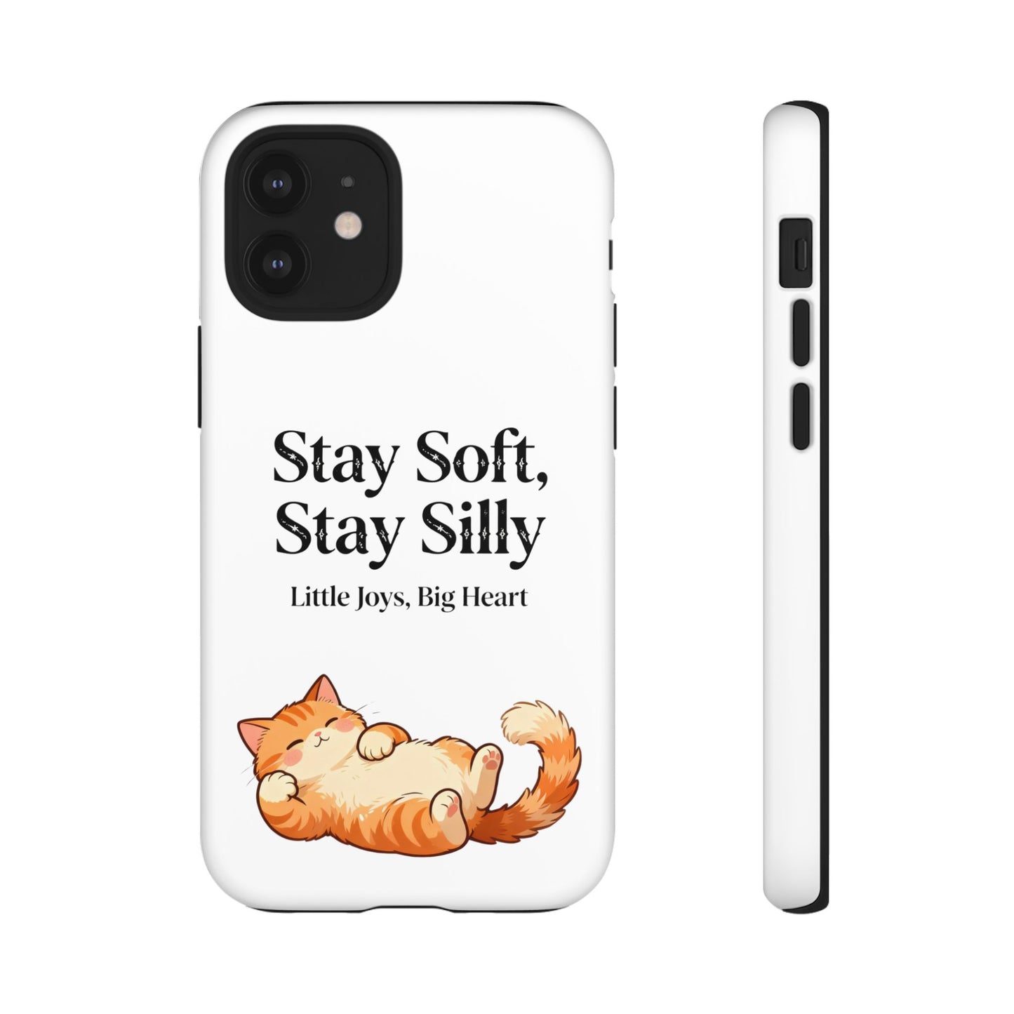 Orange Cat Aesthetic Phone Case – Stay Soft, Stay Silly | Custom Text Available | Little Joys, Big Heart