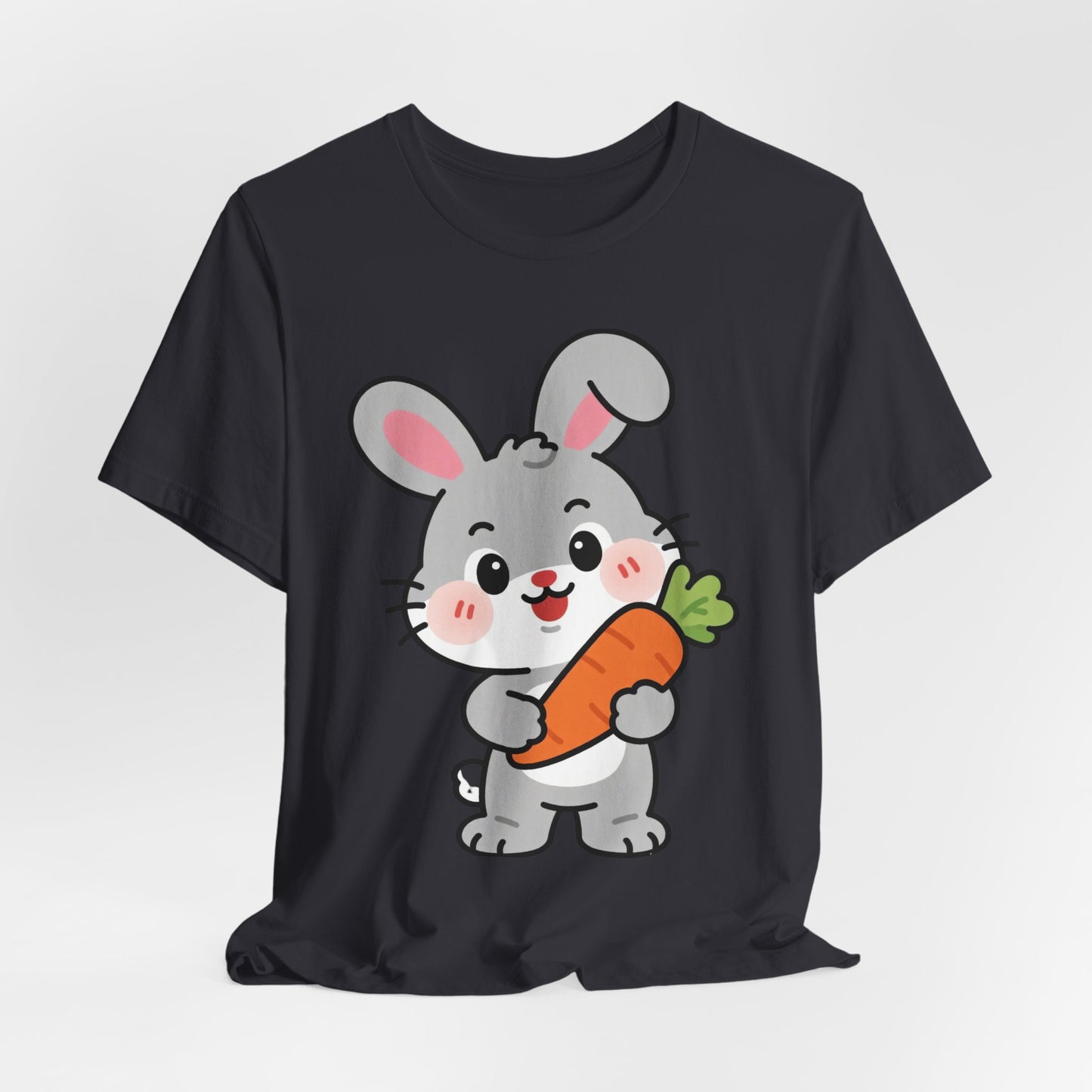 Sweet Bunny & Carrot Graphic Tee – Soft Pastel Rabbit Illustration Shirt