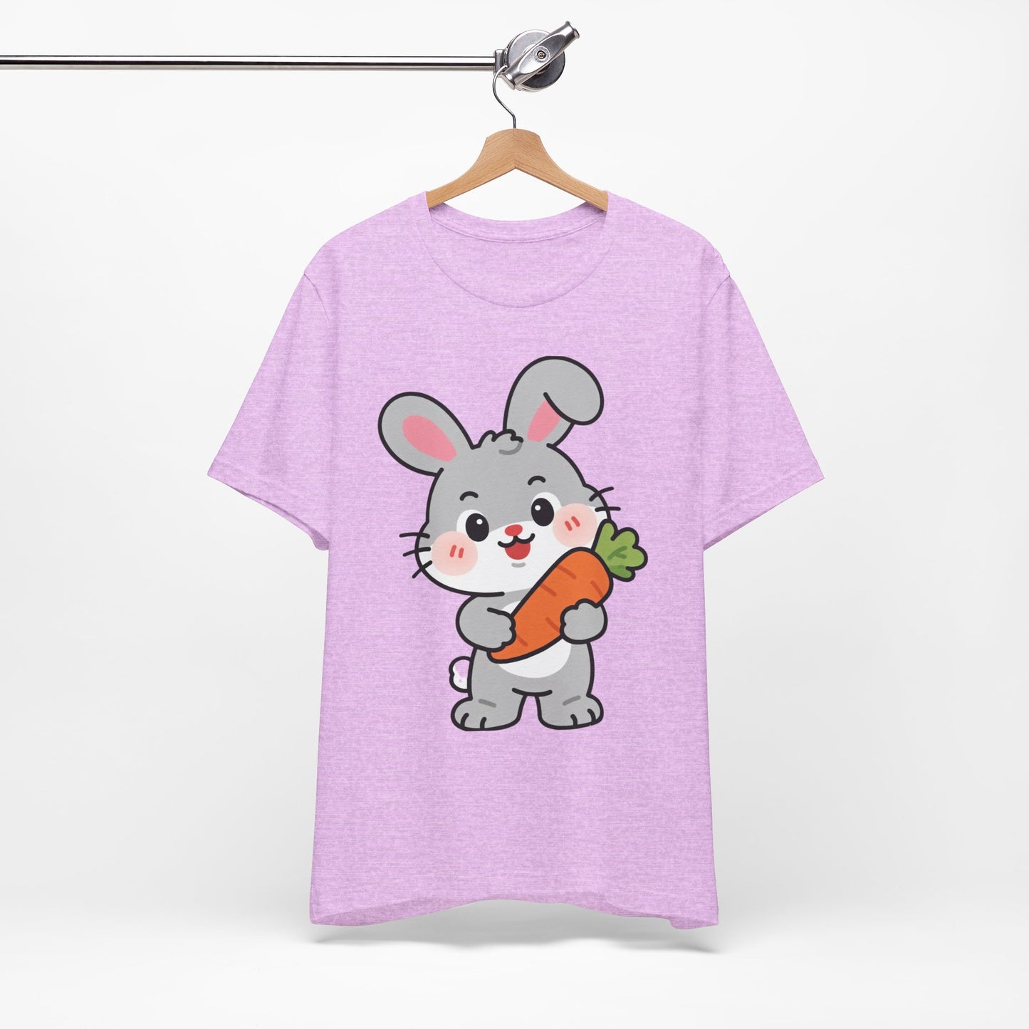 Sweet Bunny & Carrot Graphic Tee – Soft Pastel Rabbit Illustration Shirt
