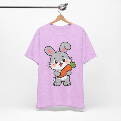 Sweet Bunny & Carrot Graphic Tee – Soft Pastel Rabbit Illustration Shirt