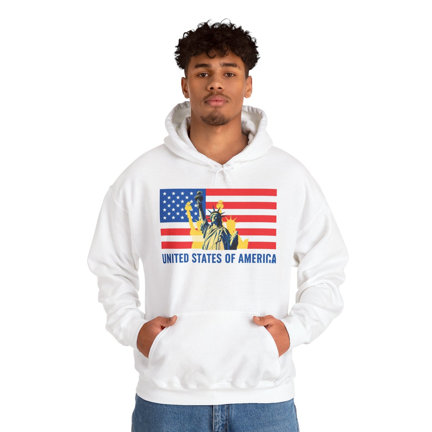 Custom Patriotic USA Flag Hoodie – Unisex Heavy Blend™ Sweatshirt | American Pride | Personalized Gift