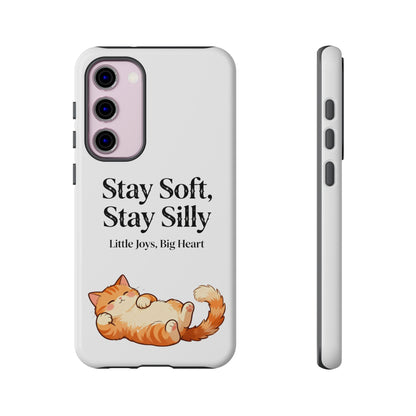 Orange Cat Aesthetic Phone Case – Stay Soft, Stay Silly | Custom Text Available | Little Joys, Big Heart