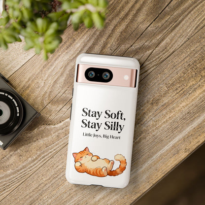 Orange Cat Aesthetic Phone Case – Stay Soft, Stay Silly | Custom Text Available | Little Joys, Big Heart