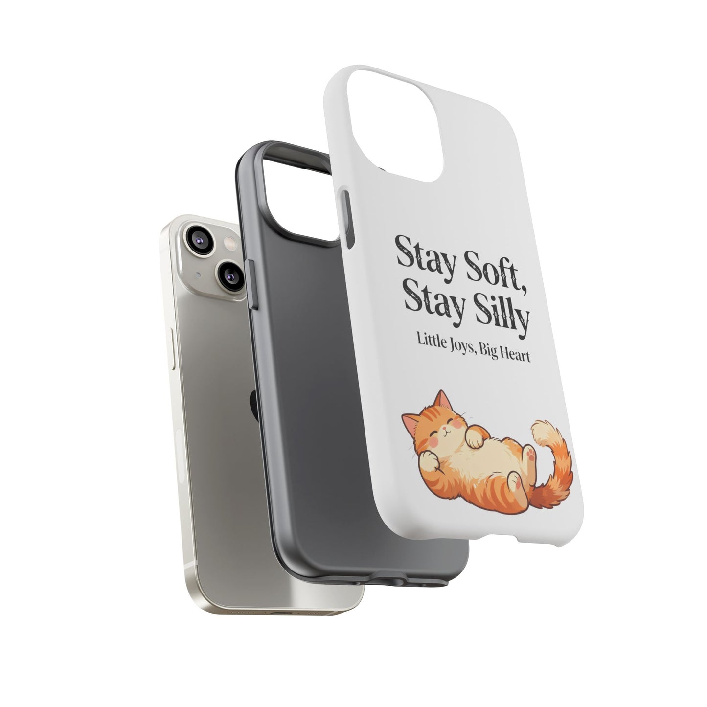 Orange Cat Aesthetic Phone Case – Stay Soft, Stay Silly | Custom Text Available | Little Joys, Big Heart