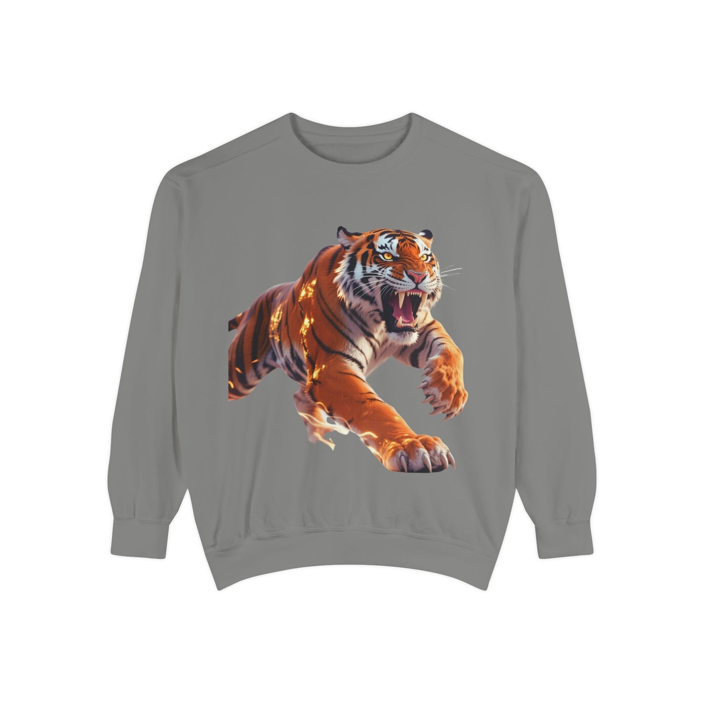 Custom Fierce Tiger Graphic Unisex Garment-Dyed Sweatshirt