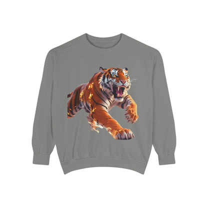Custom Fierce Tiger Graphic Unisex Garment-Dyed Sweatshirt