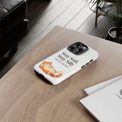Orange Cat Aesthetic Phone Case – Stay Soft, Stay Silly | Custom Text Available | Little Joys, Big Heart