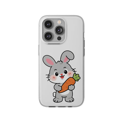 Playful Bunny Holding Carrot Phone Case – Soft, Charming Protective Cover