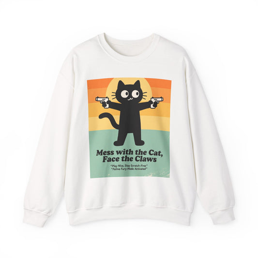 Claw Power Vintage Sweatshirt – Bold Cat Graphic with Retro Edge and Street Cool Vibe