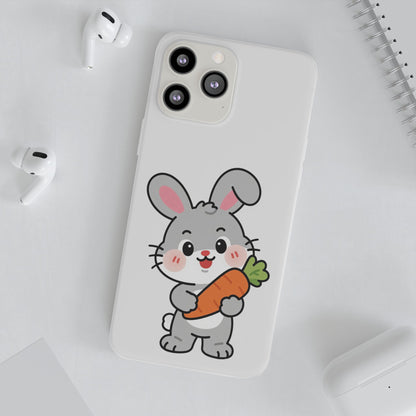 Playful Bunny Holding Carrot Phone Case – Soft, Charming Protective Cover