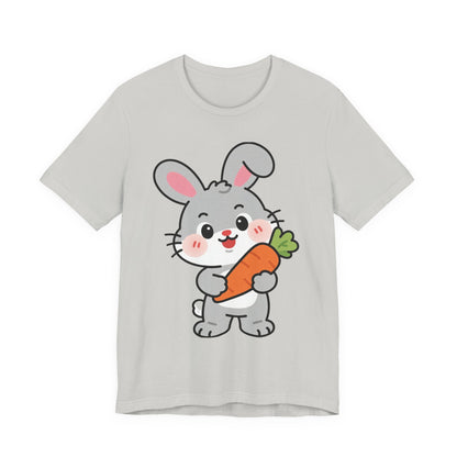 Sweet Bunny & Carrot Graphic Tee – Soft Pastel Rabbit Illustration Shirt