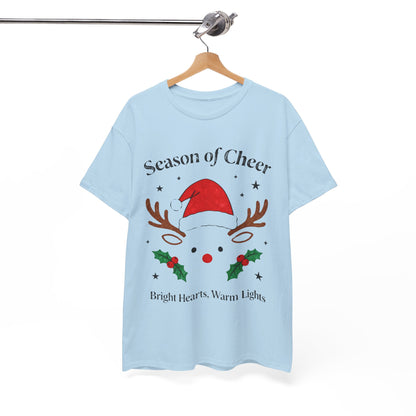 Bright Hearts Reindeer Christmas T-Shirt – Cozy Holiday Gift for Family and Friends