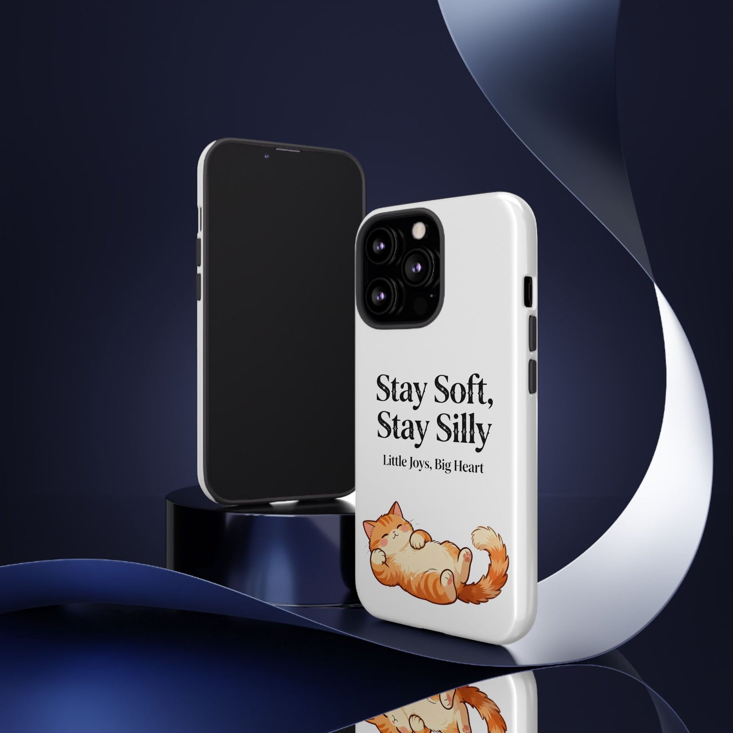 Orange Cat Aesthetic Phone Case – Stay Soft, Stay Silly | Custom Text Available | Little Joys, Big Heart