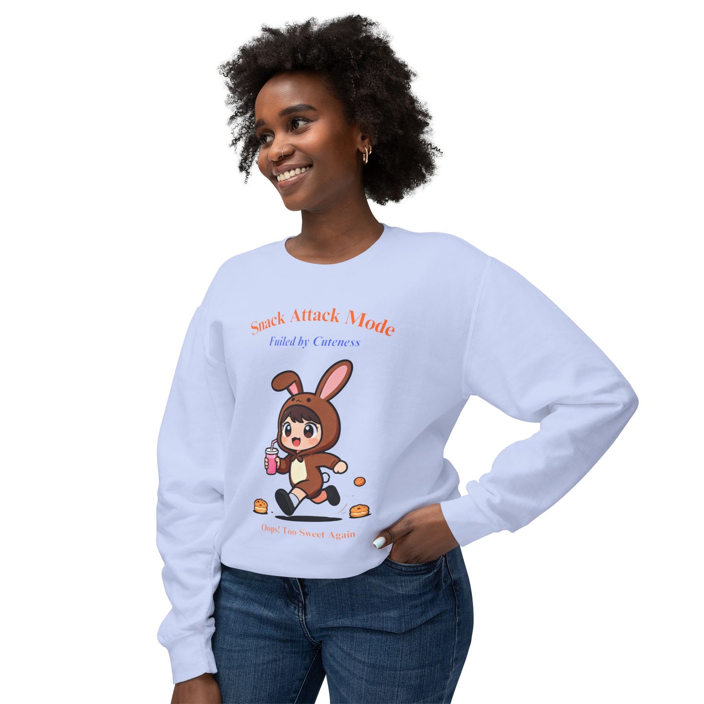 Kawaii Bunny Snack Lover Crewneck – Cute Cartoon Pullover for Cozy Everyday Style