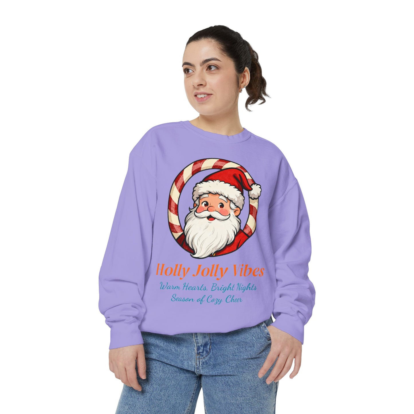 Vintage Santa Face Christmas Sweatshirt – Cozy “Holly Jolly” Holiday Pullover for Winter Cheer